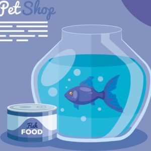 Pet Fish in a Bowl and It's Food.